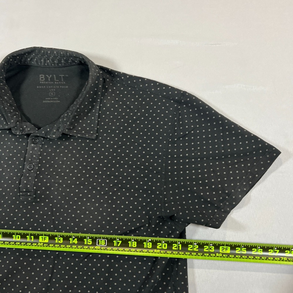 BYLT Premium Basics Polo Shirt Mens XL Black Polka Dots Stretch Performance Golf - Picture 3 of 8